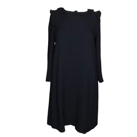 A.P.C. Dress, 36/XS, Ruffle Neck/Shoulder, Dark/Navy Blue, POCKETS, Short, Shift - Picture 10 of 14